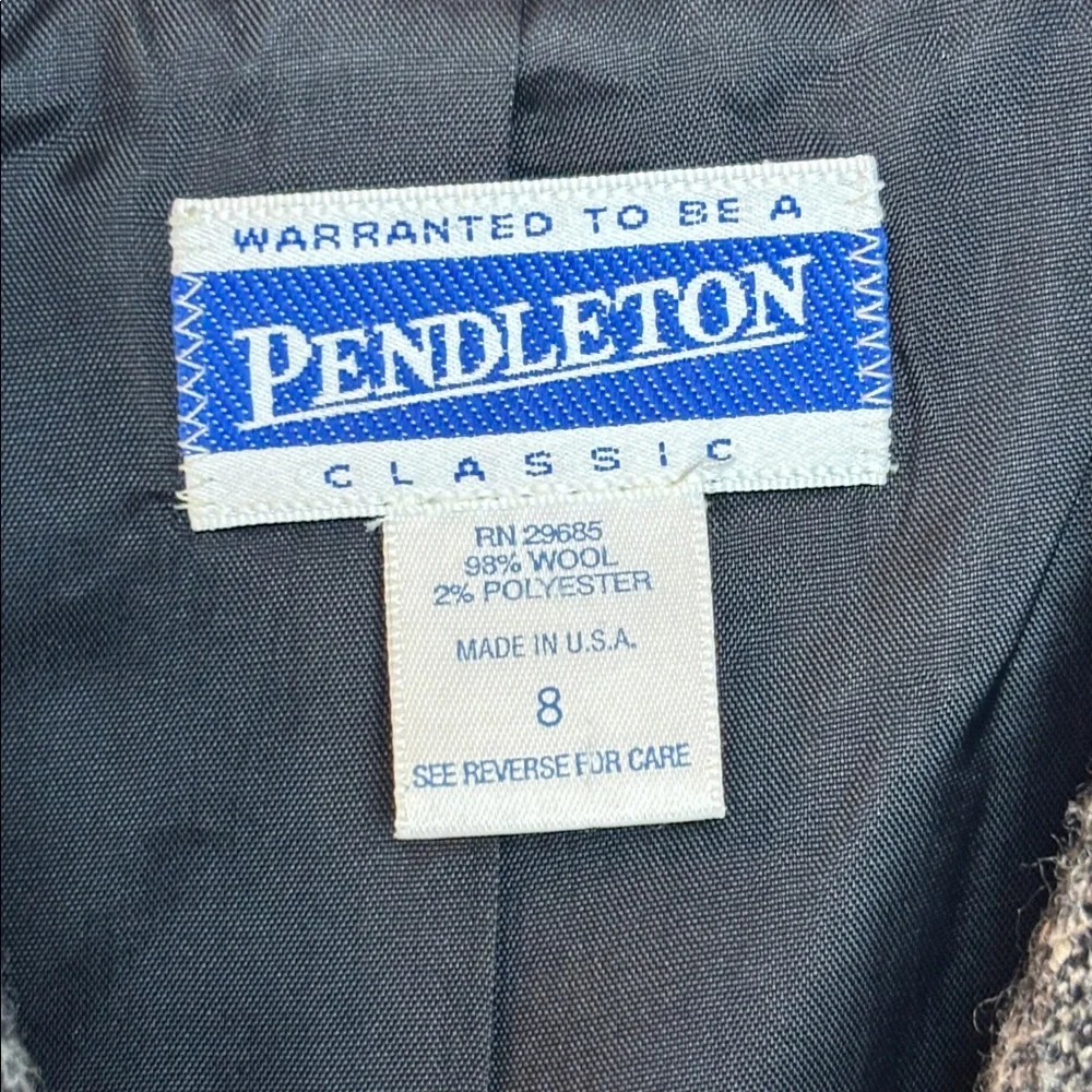 VTG 90s Pendleton Women’s Tweed Wool Gray Blazer Black Velvet Collar‎ Size 8